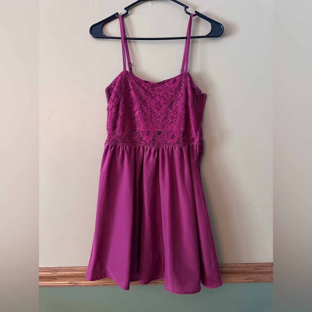 Wet Seal Fuchsia Lace Bodice Dress with Spaghetti Straps